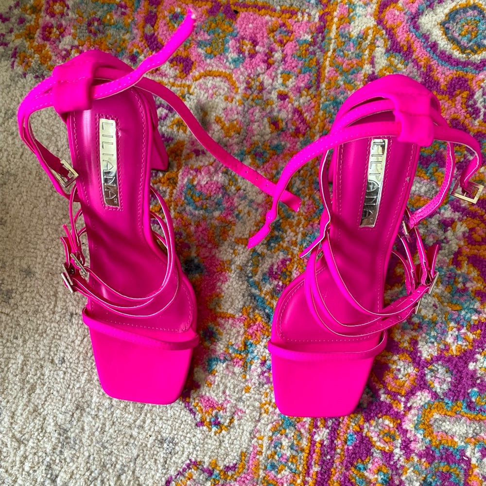 Liliana Hot Pink STRAPPY HEELS.
